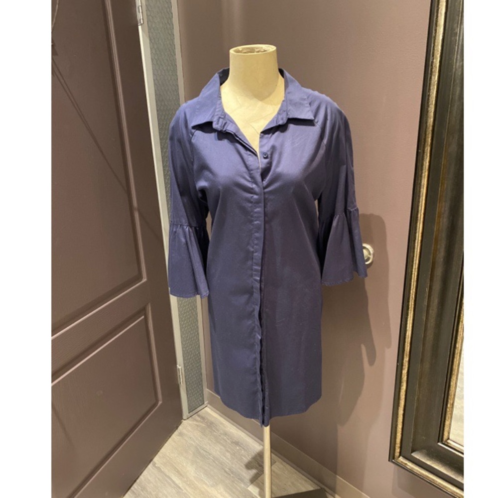 Shirt dress with flutter sleeves